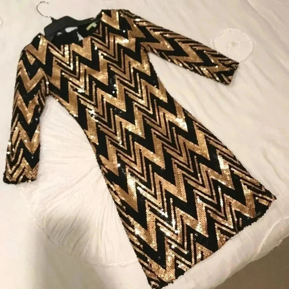 [Gianni Bini] Chevron Sequin Cocktail Dress - Picture 6 of 6
